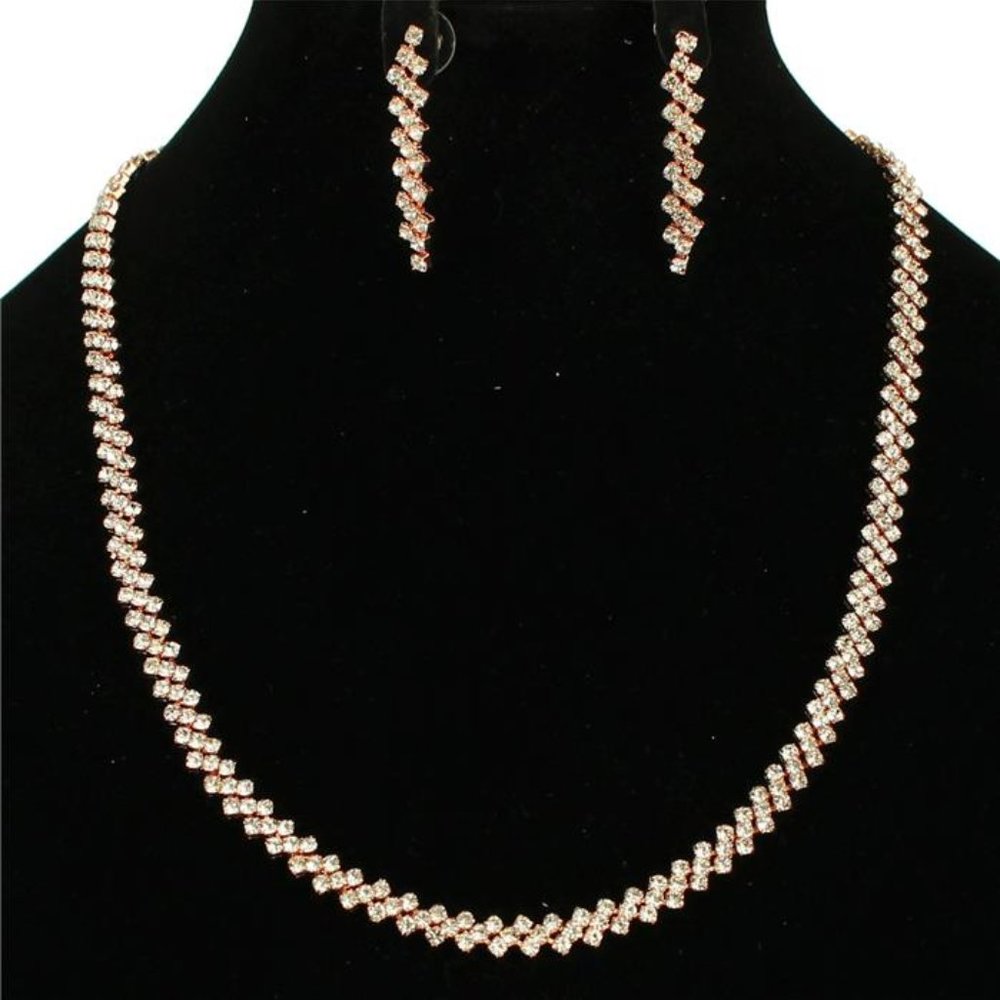 Nwt:  Gold Plated, Clear Crystal Tennis Necklace